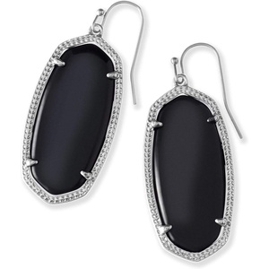 image:imageKendra Scott Elle Drop Earrings for WomenRHODIUM  BLACK OPAQUE GLASS