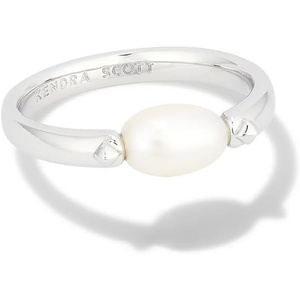 image:imageKendra Scott Leighton RhodiumPlated Brass Pearl Band Ring in White Pearl Fashion Jewelry for Women Size 5