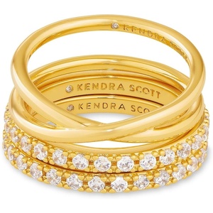 image:imageKendra Scott Livy 14k GoldPlated Rings Set of 3 in White Crystal Size 8