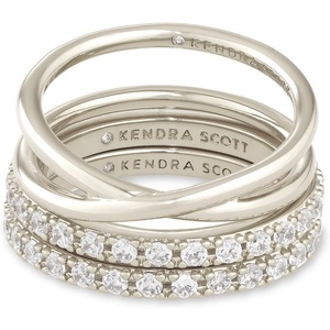 image:imageKendra Scott Livy RhodiumPlated Rings Set of 3 in White Crystal Size 7