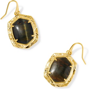 image:imageKendra Scott Tiger Striped Daphne Drop EarringsGOLD  DARK BROWN HAWKS EYE Tiger Striped
