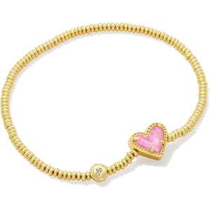image:imageKendra Scott Ari Heart Stretch Bracelet Fashion Jewelry for WomenGOLD  PINK IRIDESCENT GLITTER GLASS
