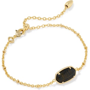 image:imageKendra Scott Tiger Striped Elaina Delicate Chain BraceletGOLD  DARK BROWN HAWKS EYE Tiger Striped