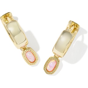 image:imageKendra Scott Mini Ellie Wide Huggie Fashion Jewelry for WomenGold  Light Pink Lab Opal