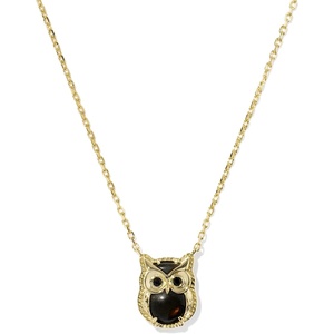 image:imageKendra Scott Owl Short Pendant Necklace 14k GoldPlated Brass Gold Sheen Obsidian