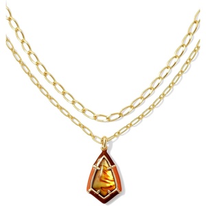 image:imageKendra Scott Camry Enamel Framed Mlt Necklace Fashion Jewelry for WomenGOLD  MARBLED AMBER ILLUSION