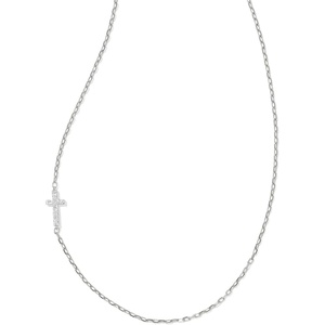 image:imageKendra Scott Cross Inline Pave Necklace Sterling Silver DemiFine Jewelry for Women White Topaz