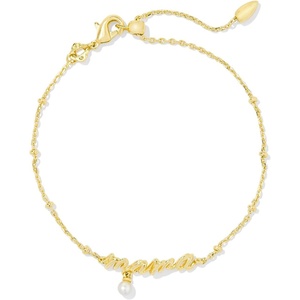 image:imageKendra Scott Mama Script Delicate Chain Bracelet in White Pearl Fashion Jewelry for WomenGOLD  WHITE PEARL