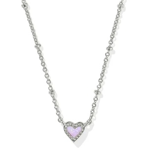 image:imageKendra Scott Mini Ari Heart Satellite Necklace Fashion Jewelry for WomenRHODIUM  BUBBLEGUM PINK OPAL